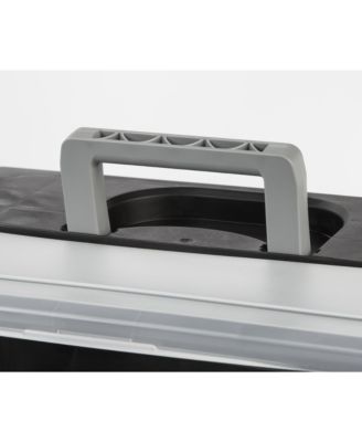 Letter Size Portable File Box with Organizer Lid, Black