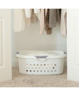 USA 50L Plastic Hip Hold Laundry Basket with Built-In Comfort Carry Handles, 3-Pack, 1.5 Bushel, Clothes Hamper, Laundry Hamper, Ventilation Holes, for Dorm Laundry Room Bedroom, White