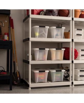 6 Pack 19qt Plastic Storage Bin with Lid and Secure Latching Buckles, Pearl