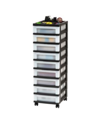 9-Drawer Storage Cart with Organizer Top, Black