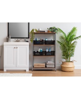 6 Pack Shelf Storage Basket Organizer for Pantries, Black