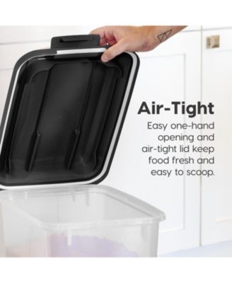 USA 30 Lbs / 33 Qt Airtight Dog Food Storage Container with Attachable Casters, 2 Pack, for Dog Cat Bird and Other Pet Food Storage Bin, Keep Fresh, Easy Mobility, Clear/Black