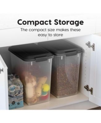 USA 30 Lbs / 33 Qt Airtight Dog Food Storage Container with Attachable Casters, 2 Pack, for Dog Cat Bird and Other Pet Food Storage Bin, Keep Fresh, Easy Mobility, Clear/Black