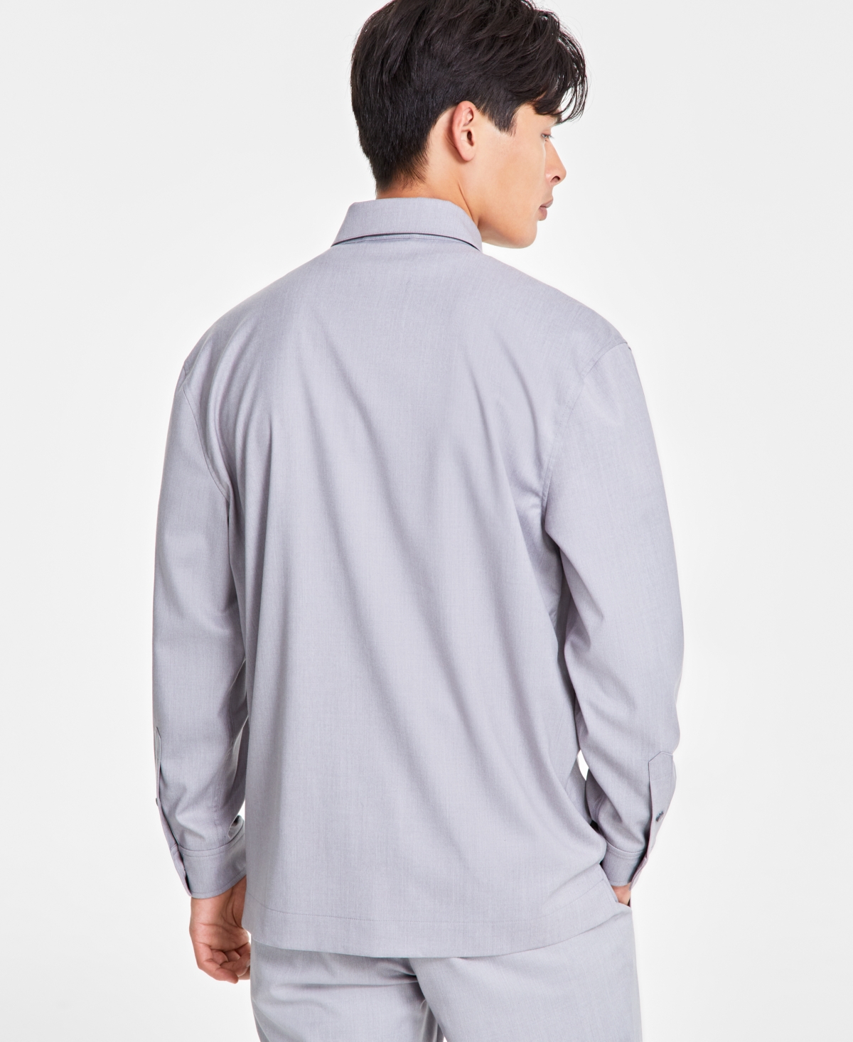 Alfani Men's Clean One Pocket Heathered Shirt Jacket, Created for Macy's