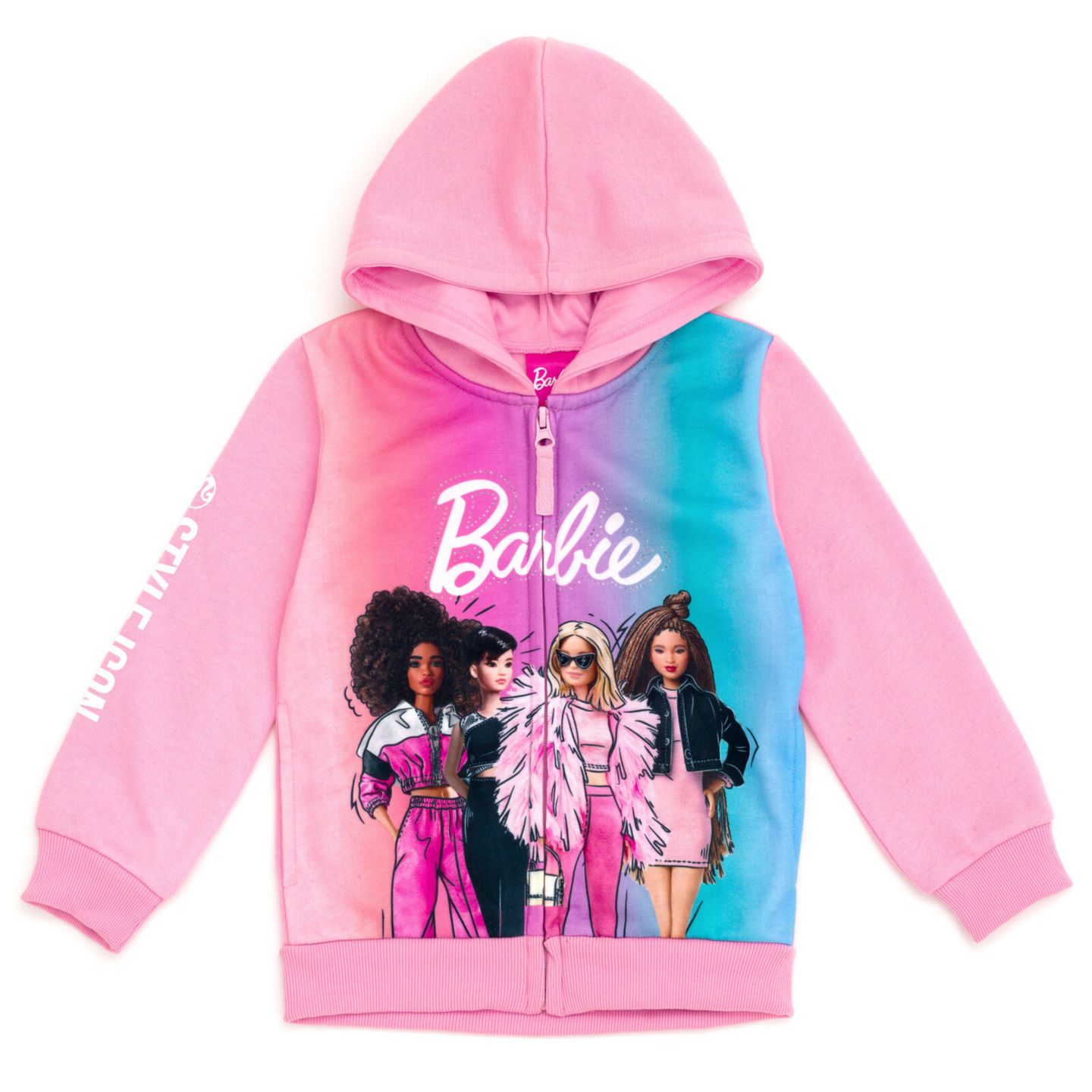Худи Barbie Zip-Up для девочек, цвет: Розовый синий — фото 1