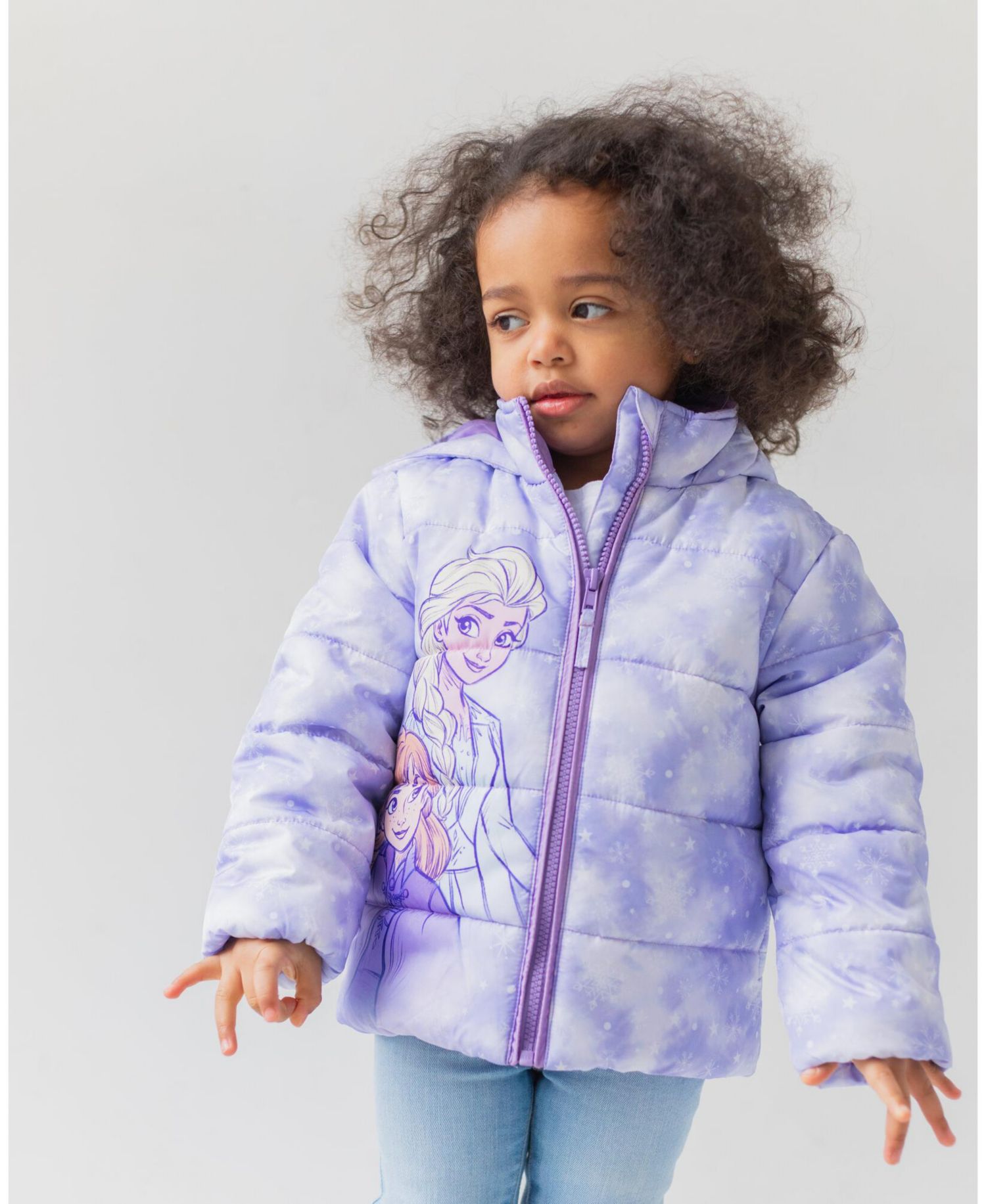 Toddler Girls Frozen Zip Up Puffer Jacket to (2T - 7-8)