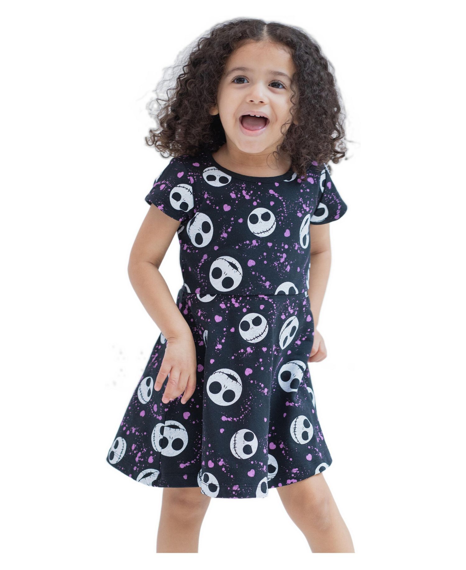 Jack Skellington Girls' Short Sleeve Skater Dress