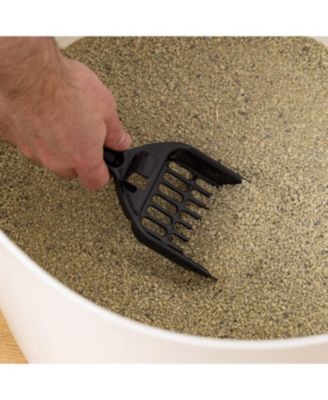 Top Entry Cat Litter Box with Scoop | Stylish Round Enclosed Design, White/Black