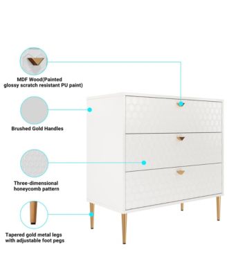 32"Tall 3-Drawer Storage Cabinet Dresser Chest