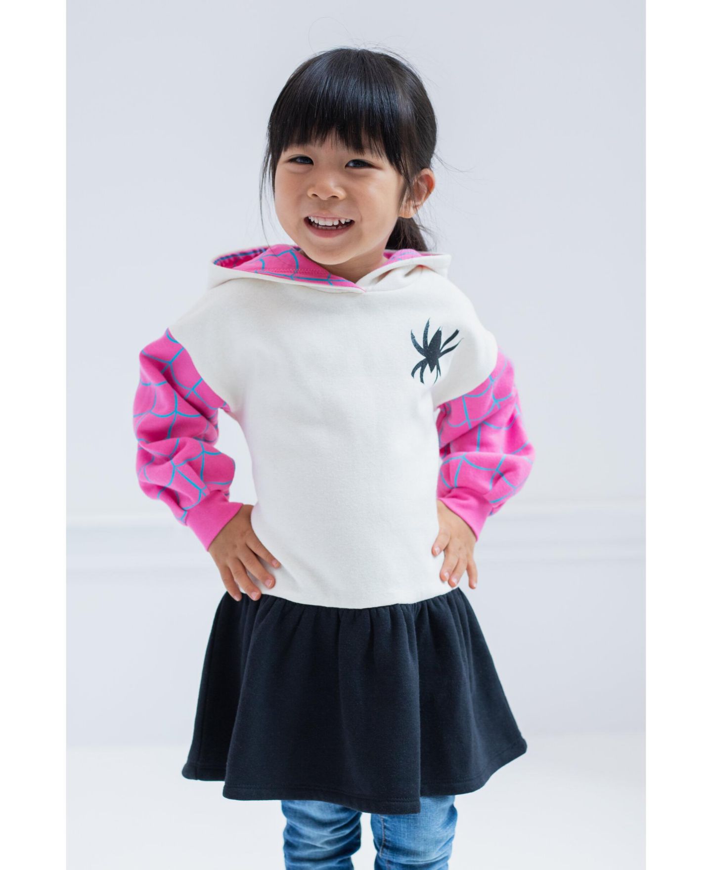 Платье Spider-Man Spider-Gwen Ghost Spider Fleece Skater Dress to для девочек-малышей, цвет: Белый — фото 7