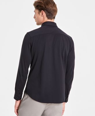 Alfani Men's Classic-Fit Heathered Jersey-Knit Button-Down Shirt, Created  for Macy's - Macy's