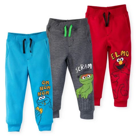 Детские флисовые джоггеры Sesame Street для малыша, набор из 3 шт, цвет: Синий серый красный