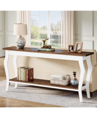 70.9 Inches Extra Long Sofa Table Behind Couch, Vintage Console Entry Table with 2-Tier Storage