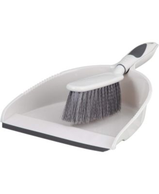 Brush & Dustpan Set, Synthetic Grey & White Bristles with Plastic Dustpan