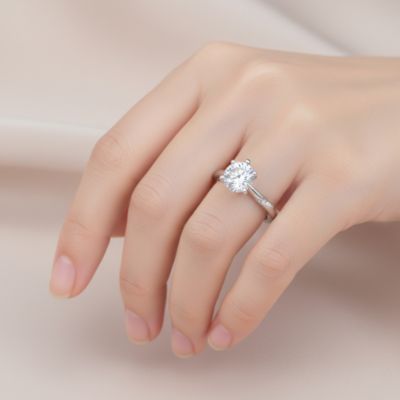 Women's Adjustable Sterling Silver 1ct Lab-Grown Moissanite Ribbon Pave Band Ring