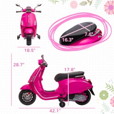Vespa Licensed Electric Motorcycle for Kids W/ Music, FM Radio,