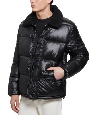 Men's Puffer Jacket with Sherpa Collar