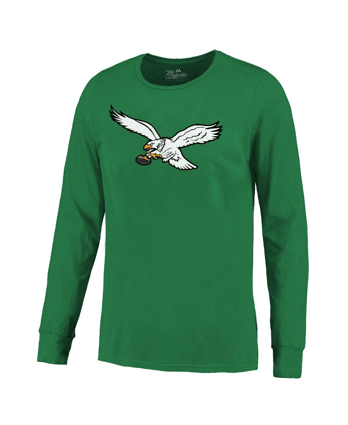Majestic Men's Saquon Barkley Kelly Green Philadelphia Eagles Name Number Long Sleeve T-shirt In Kelly Green