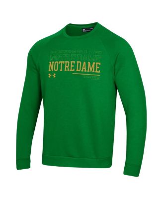 Men's Green Notre Dame Fighting Irish 2024/25 Sideline Wordmark Rival Raglan Pullover Sweatshirt
