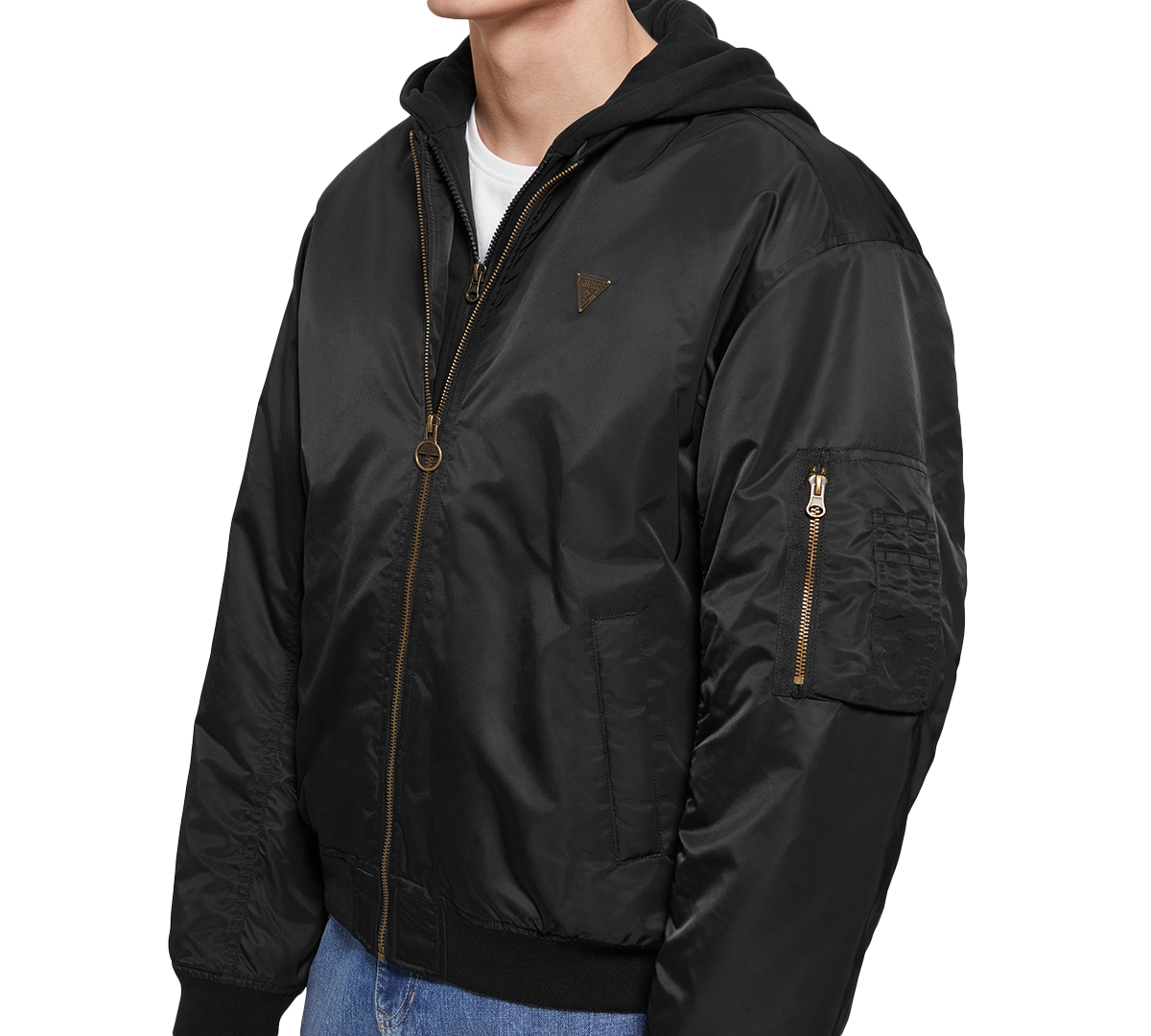 Guess men's bomber jacket with removable hooded inset cheap