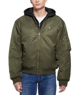 GUESS - Men's John Bomber Jacket with Removable Hooded Inset
