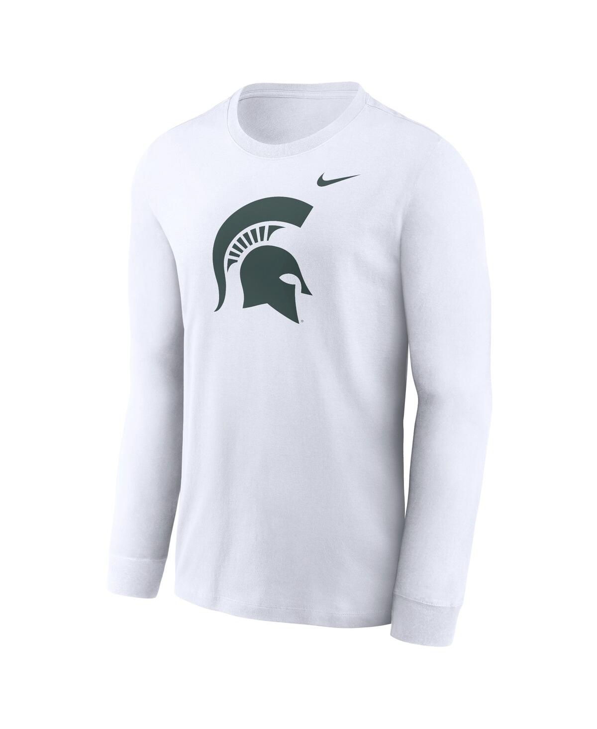 Nike Men'sMichigan State Spartans Primary Logo Long Sleeve T-Shirt - White