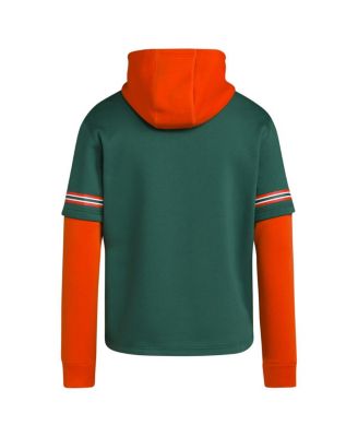 Men's Green Miami Hurricanes Pullover Baseball Jersey Hoodie