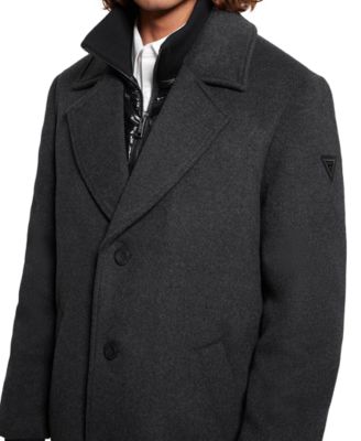 Men's Wool Blend Coat with Removable Quilted Bib