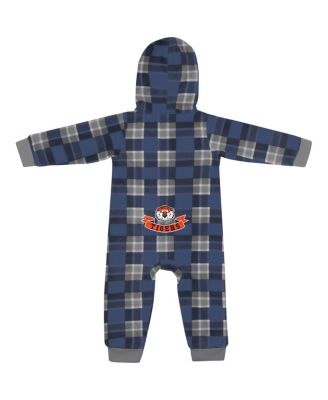 Baby Boys and Girls Navy Auburn Tigers Full-Zip Plaid Hoodie Long Sleeve Jumper