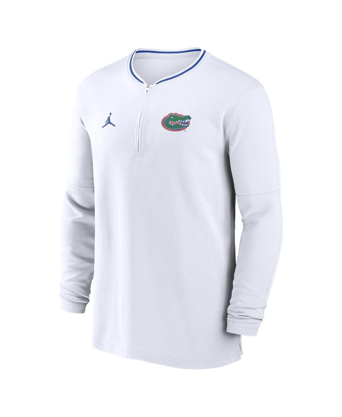 Jordan Men'sFlorida Gators 2024 Sideline Coach Performance Half-Zip Long Sleeve Top - White, Royal