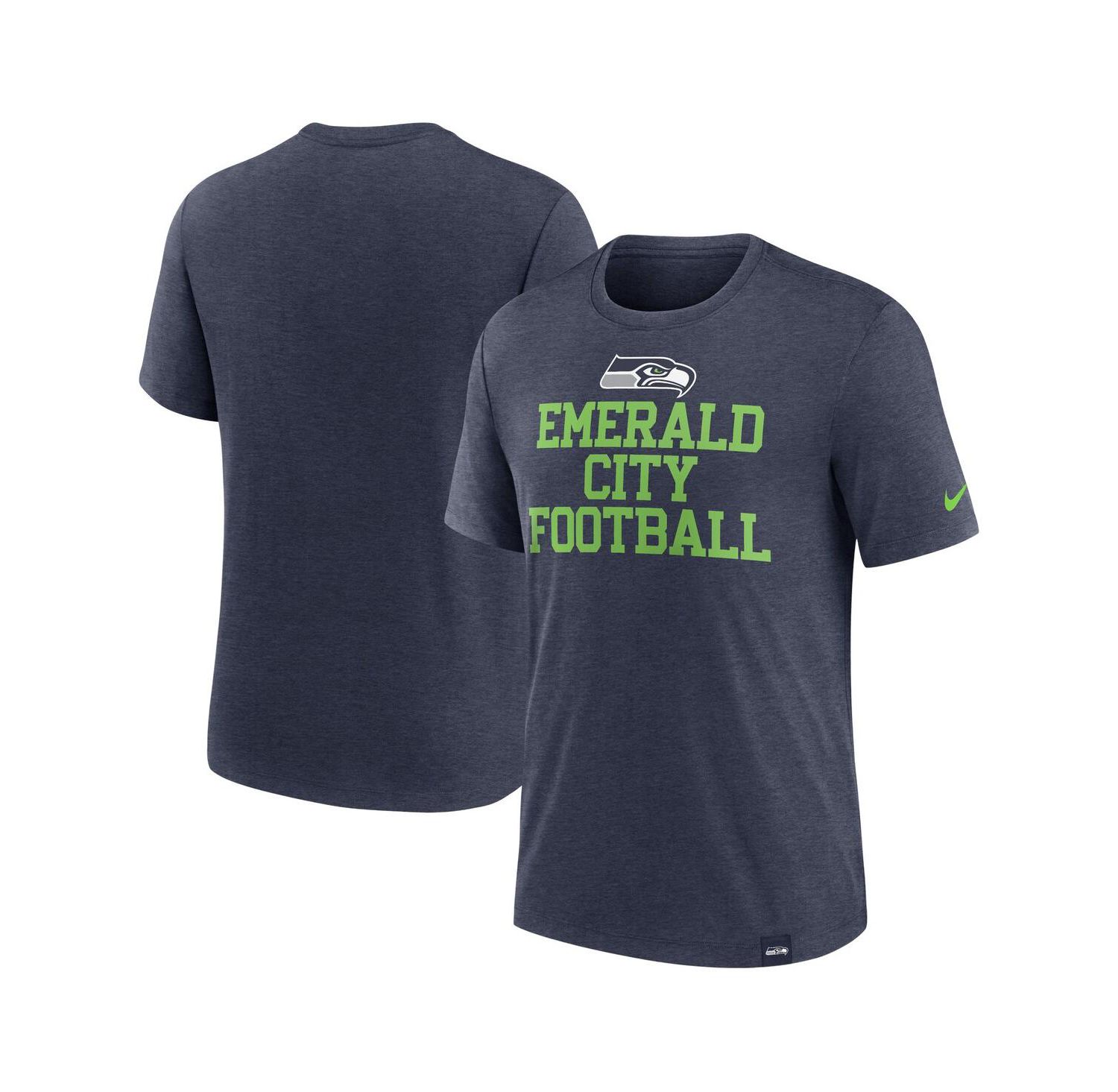 Men's Heather College Navy Seattle Seahawks Blitz Tri-Blend T-Shirt
