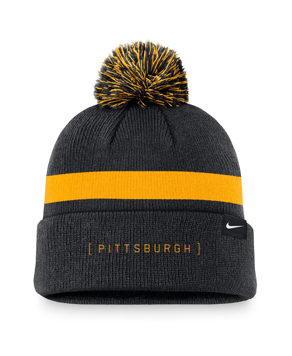 Nike Men'sPittsburgh Pirates Hometown Peak Cuffed Knit Hat with Pom - Black