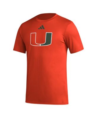 Men's Orange Miami Hurricanes Primary Locker Logo Pre-Game AEROREADY T-Shirt
