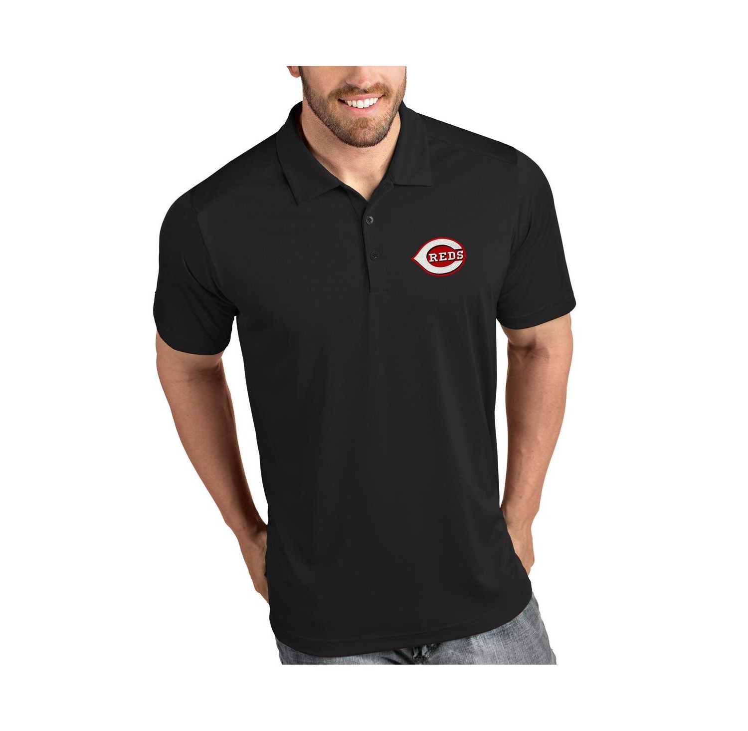 Men's Black Cincinnati Reds Tribute Polo