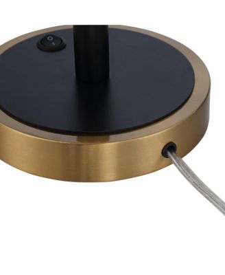 Axiom Modern Table Lamp 39" Tall Brass Black Metal Champagne Ribbed Glass Shade for Bedroom Living Room Bedside Nightstand Office