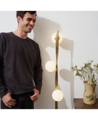 Nola Contemporary Twist Gold LED Floor Lamp with Globe Shades (60")