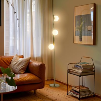 Nola Contemporary Twist Gold LED Floor Lamp with Globe Shades (60")