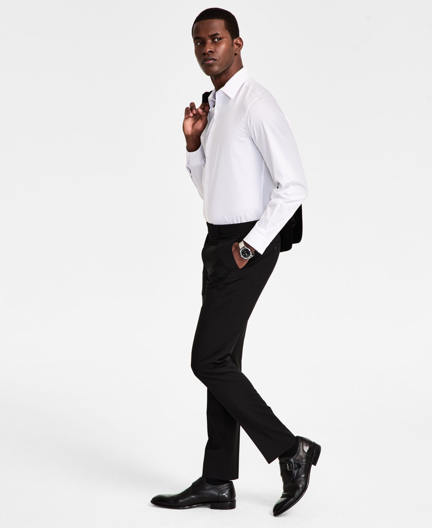 Мужские брюки Calvin Klein Extra Slim Wool Blend Suit, цвет: Чёрный — фото 2