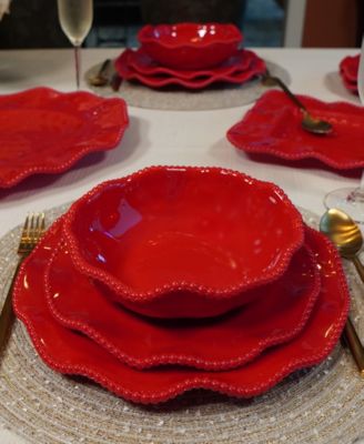 Perlette Red Melamine 12 Pc. Dinnerware Set, Service for 4
