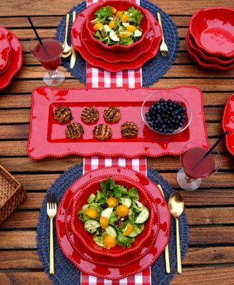 Perlette Red Melamine 12 Pc. Dinnerware Set, Service for 4