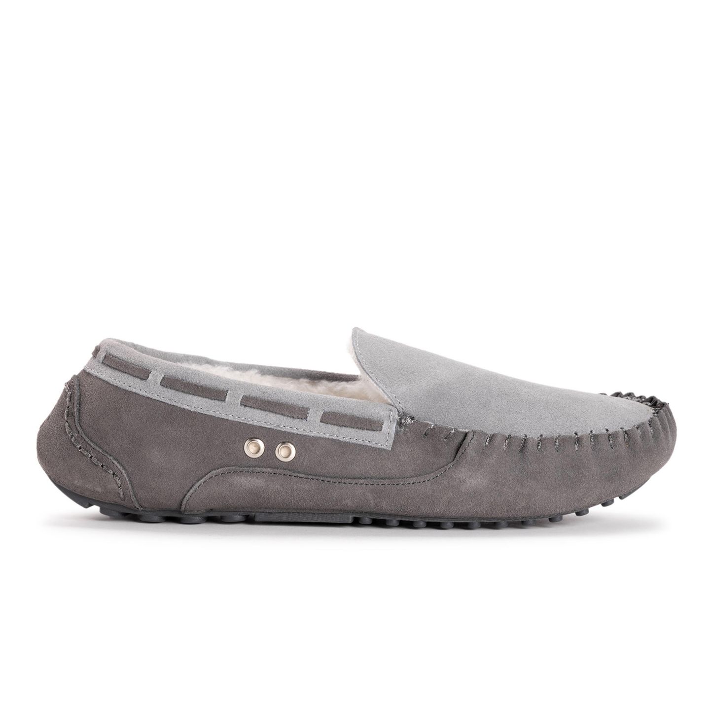 Мужские тапочки MUK LUKS Everett Moccasin Slippers, цвет: Тёмный серый — фото 2