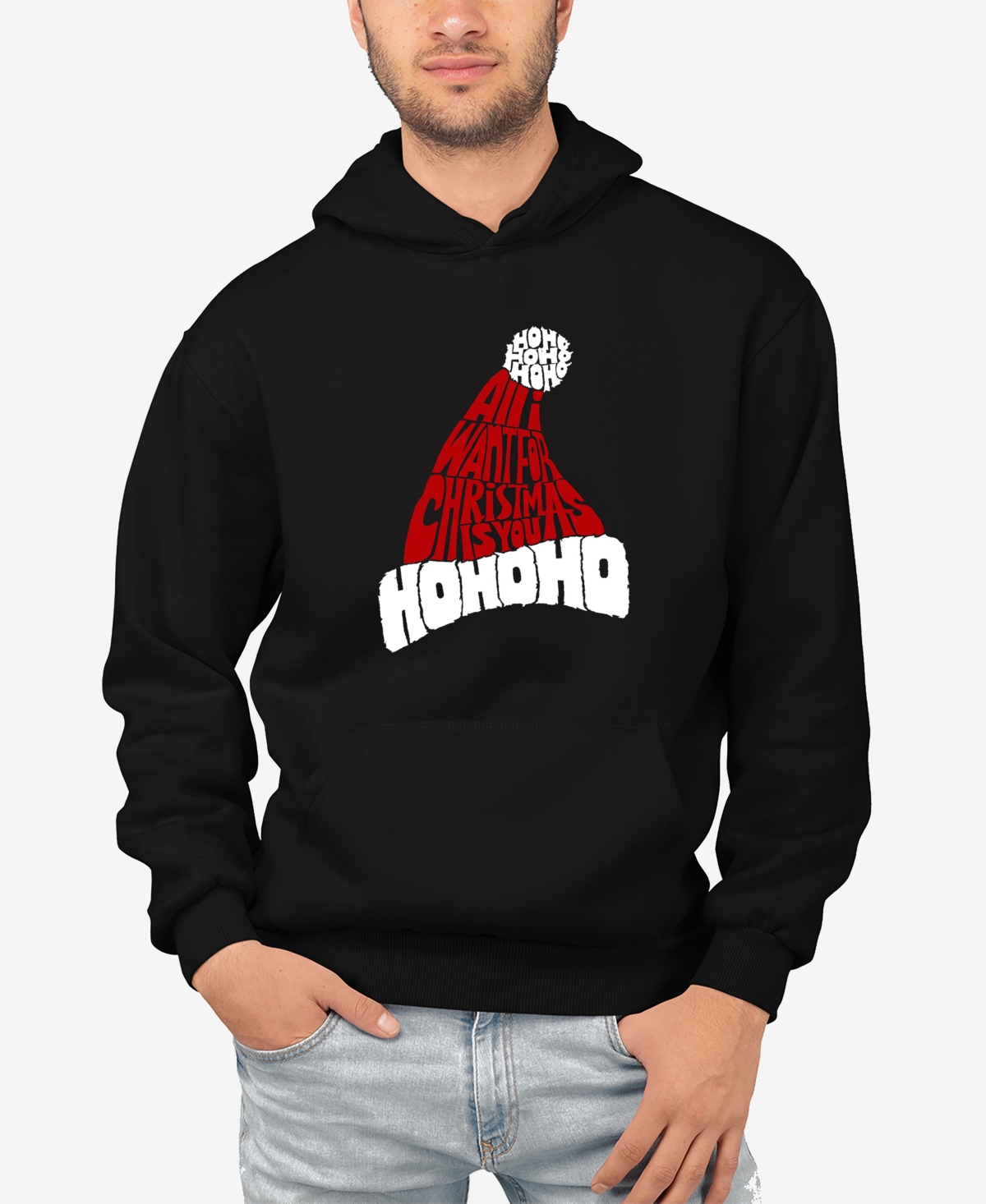 La Pop Art Men's All I Want for Christmas Is You Word Art Hooded Sweatshirt