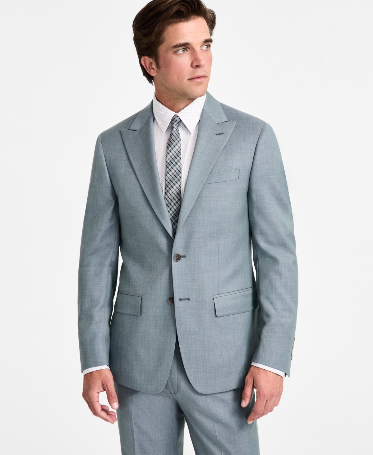 Men's Slim Fit Wool Blend Suit Jacket - Green