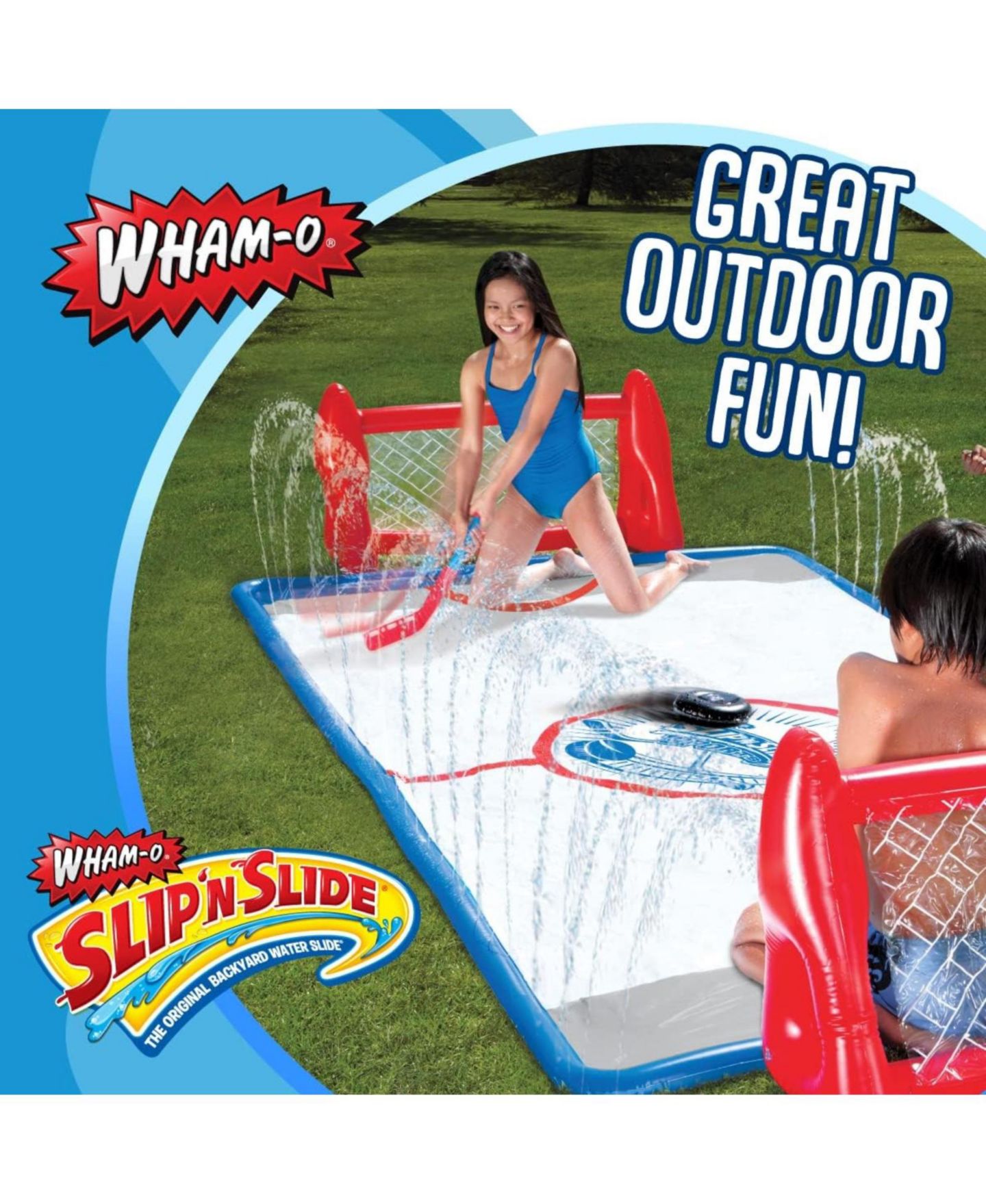Детские игрушки Wham-o Slip N Slide Water Knee Hockey Goals Set for Lawn Backyard, цвет: Белый — фото 7