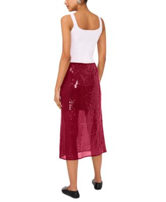 Women's Side-Zip Sequin Midi Skirt