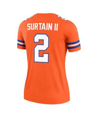 Women's Patrick Surtain II Orange Denver Broncos Mile High Collection 1977 Throwback Player Legend Jersey