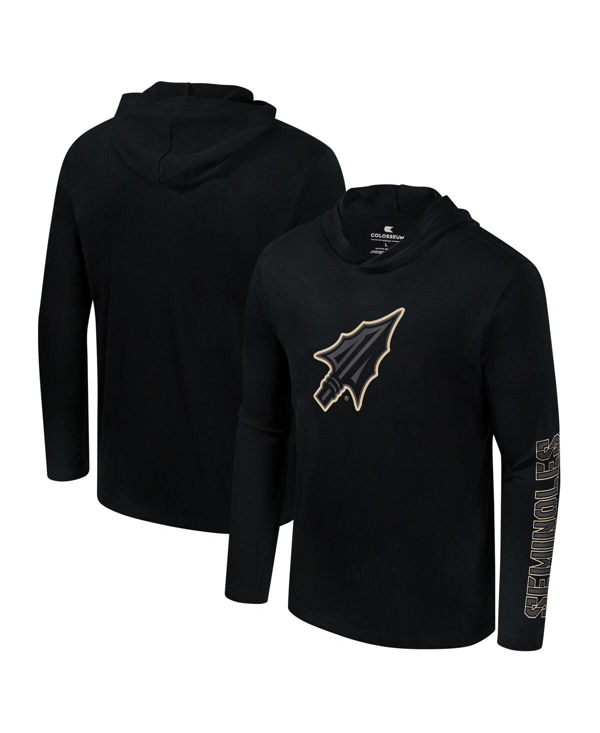Men's Black Florida State Seminoles Color Pop Active Blend 2-Hit Long Sleeve Hooded T-Shirt - Black