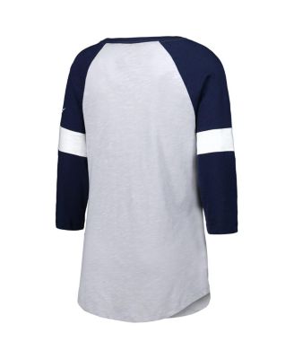 Women's Dallas Cowboys Heather Gray/Navy Football Pride Raglan 3/4-Sleeve T-Shirt