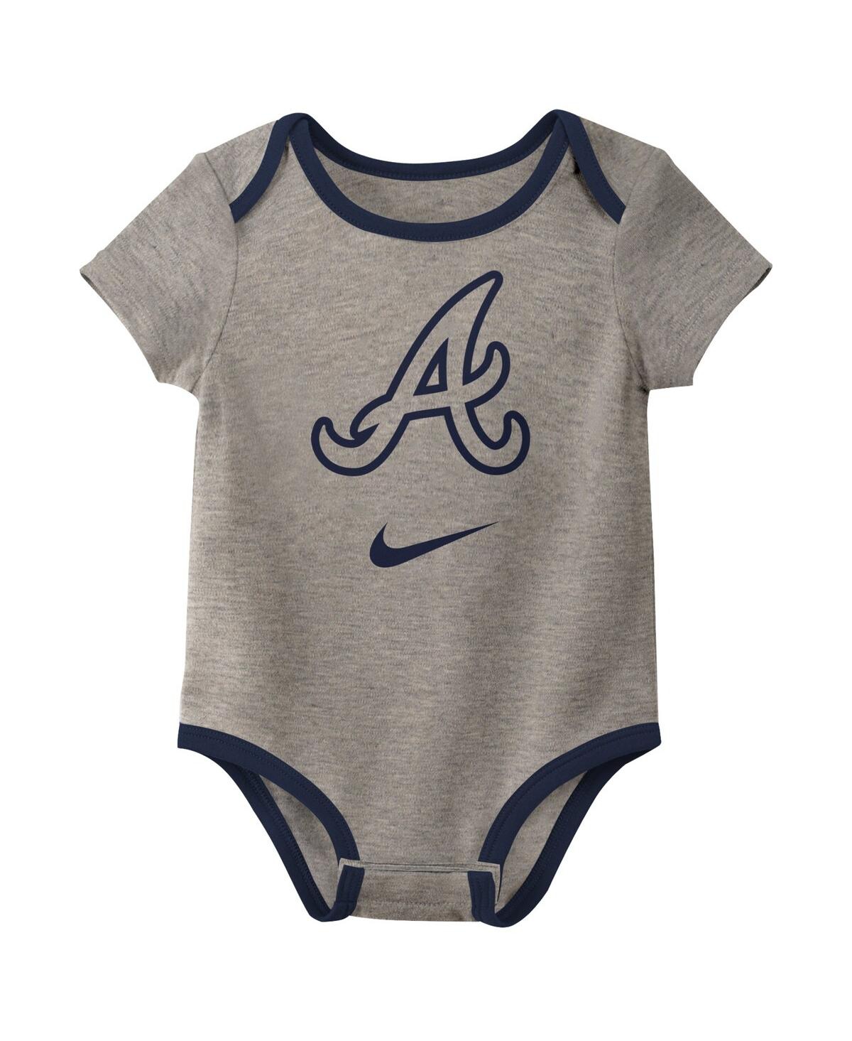 NIKE BABY BOYS AND GIRLS ATLANTA BRAVES AUTHENTIC COLLECTION THREE-PACK BODYSUIT SET 