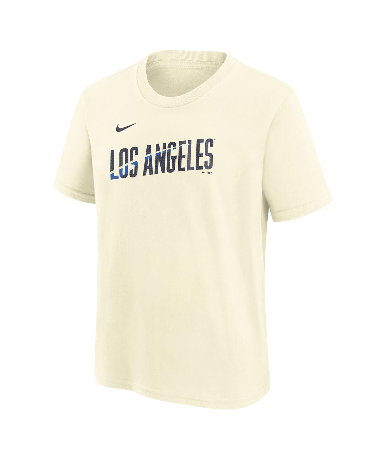 Nike Big Boys and GirlsLos Angeles Dodgers 2024 City Connect Wordmark T-Shirt - Cream